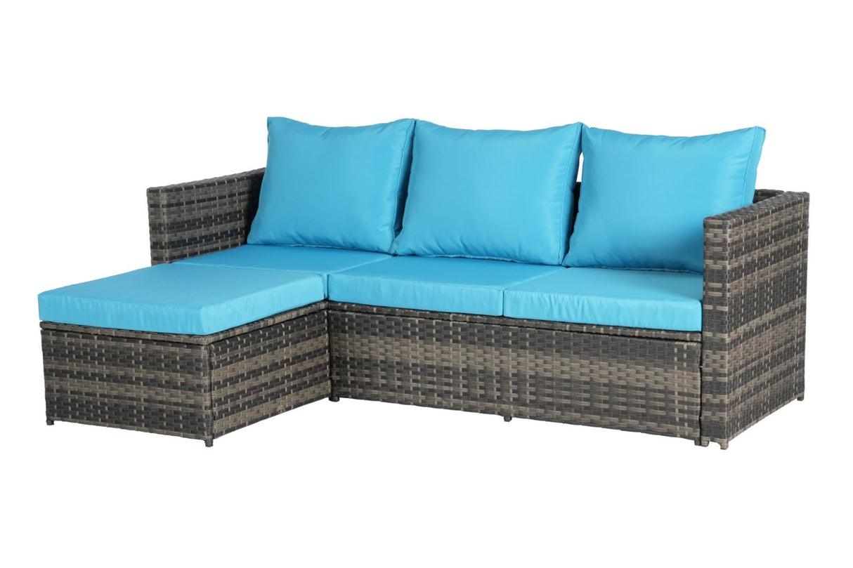 4Pcs Outdoor Patio Sectional Couch Sofa & Chair & Coffee Table Conversation Furniture Set