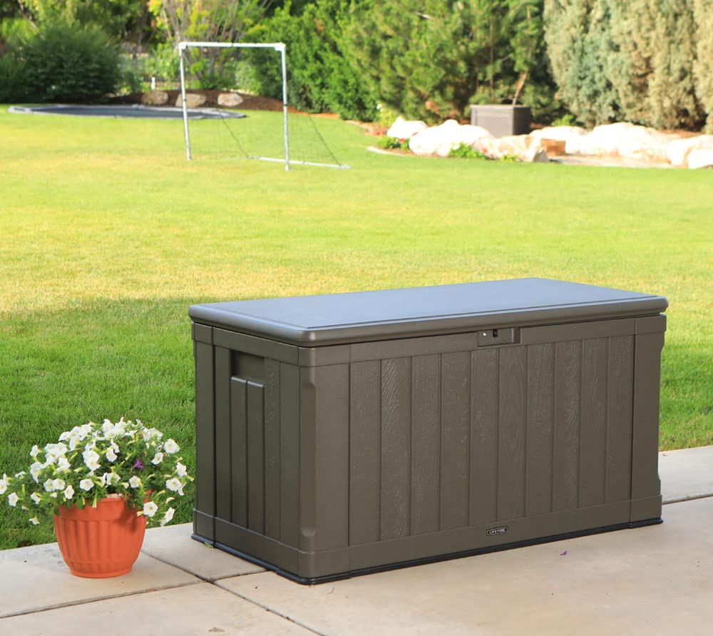 60089 Deck Storage Box, 116 gallon, brown