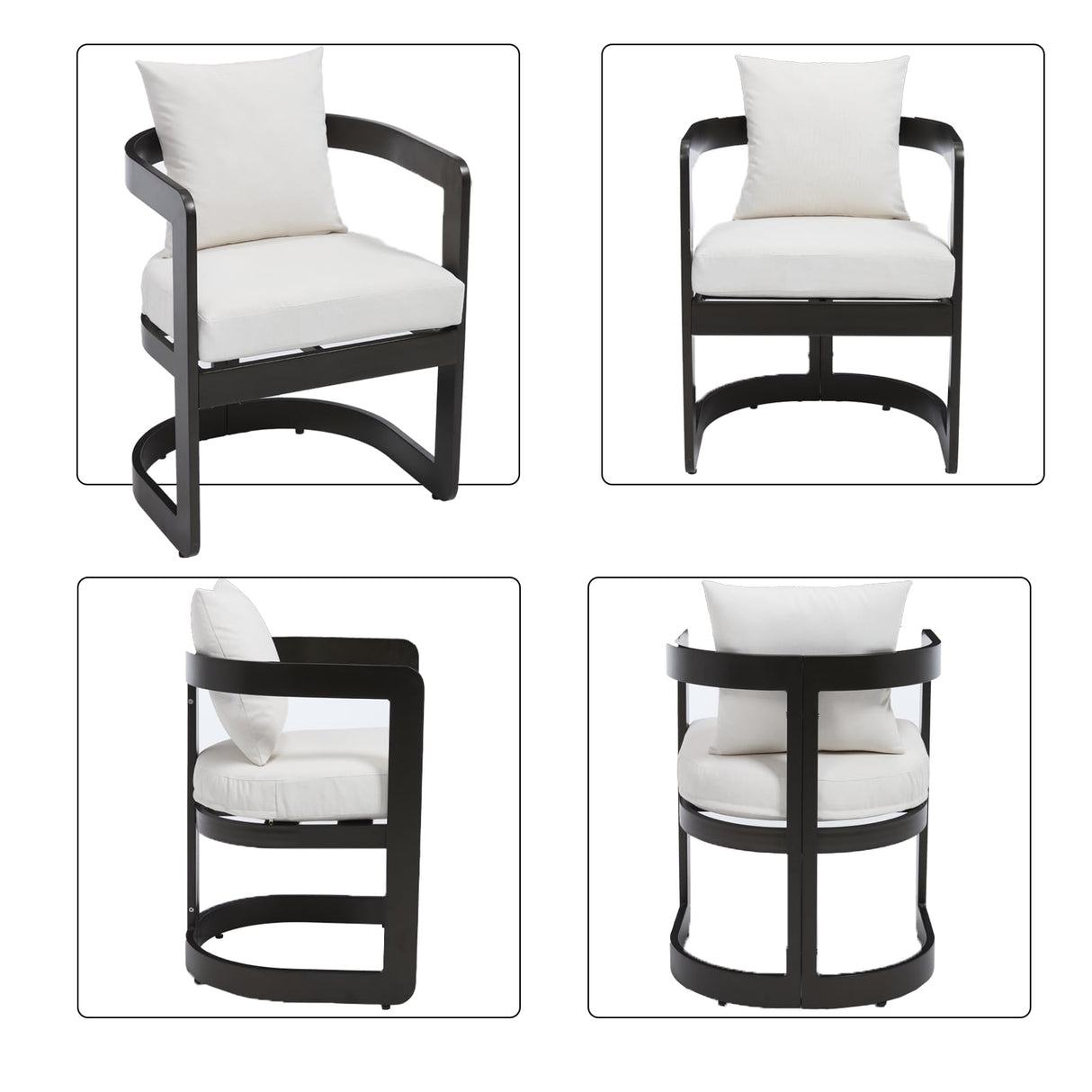 Patio Dining Chairs Set of 2, Modern Outdoor Dining Chairs with Cushions & Backrest