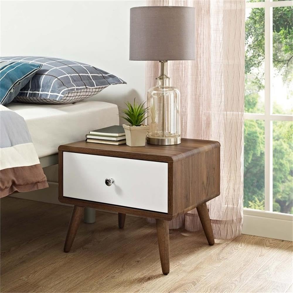 Nightstand in Walnut and White