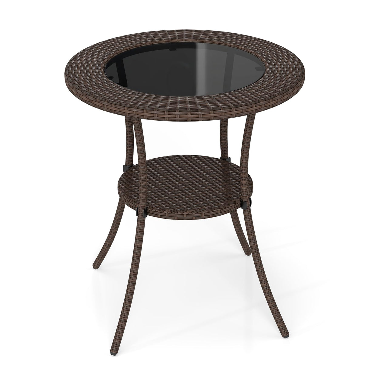 25.5" Wicker Patio Dining Table, Outdoor Round Bistro Side Table