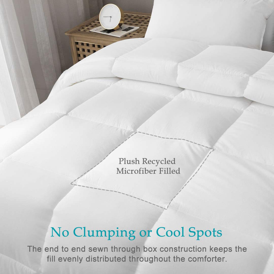100% Cotton Cover Down Alternative Comforter Queen - All Season Ultra-Soft Skin