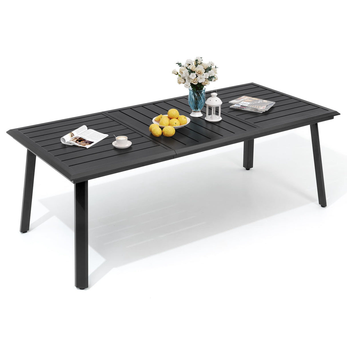 82.7inch Outdoor Dining Table, Aluminum Patio Dining Table, Rectangular Table