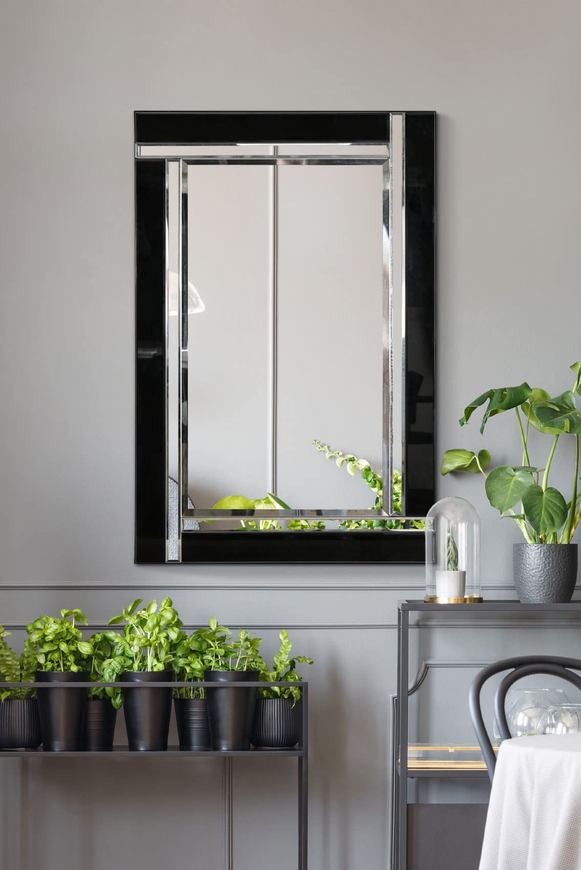 Black and Silver Bevelled Venetian Wall Mirror