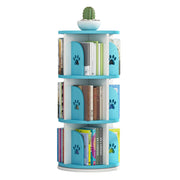 360° Display Rotating Bookshelf,Floor-Standing Display Book Shelf,3-Tier Open Design CD Rack for Small Space,Easy Assemble for Bedroom Study Room (Color : Blue)