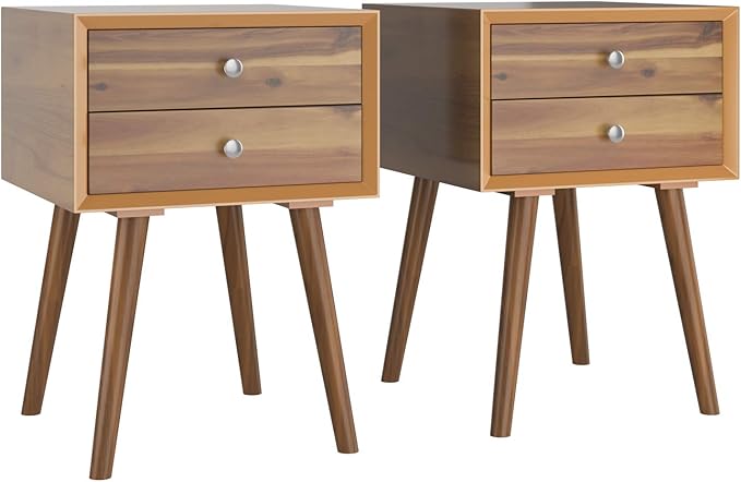 Wooden Nightstand Mid-Century End Side Table