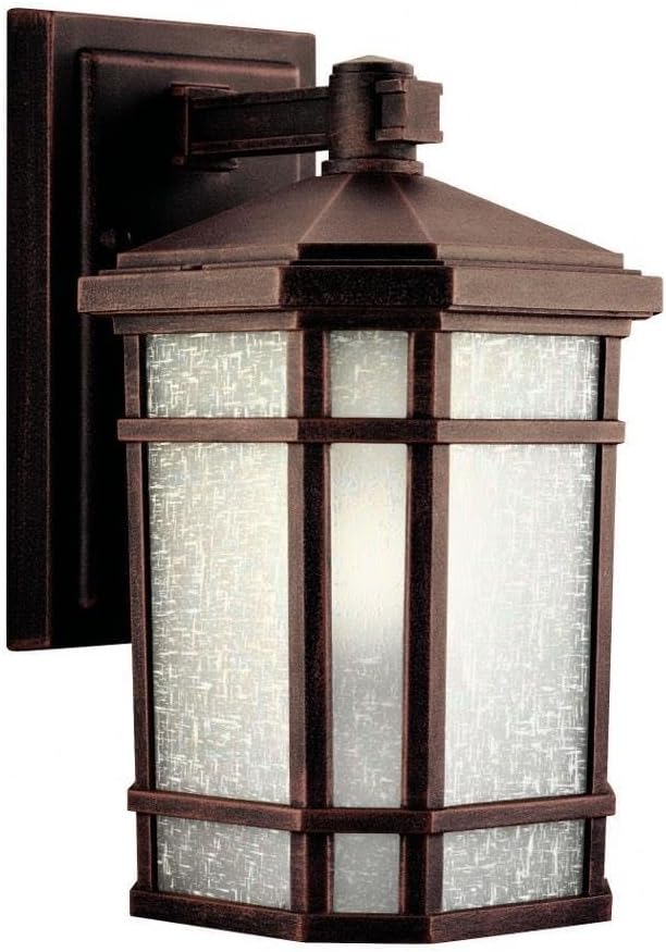 Cameron 10.75" 1 Light Outdoor Wall Light with Etched Linen Glass in Prairie Rock