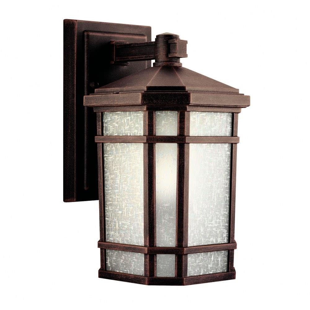 Cameron 10.75" 1 Light Outdoor Wall Light with Etched Linen Glass in Prairie Rock