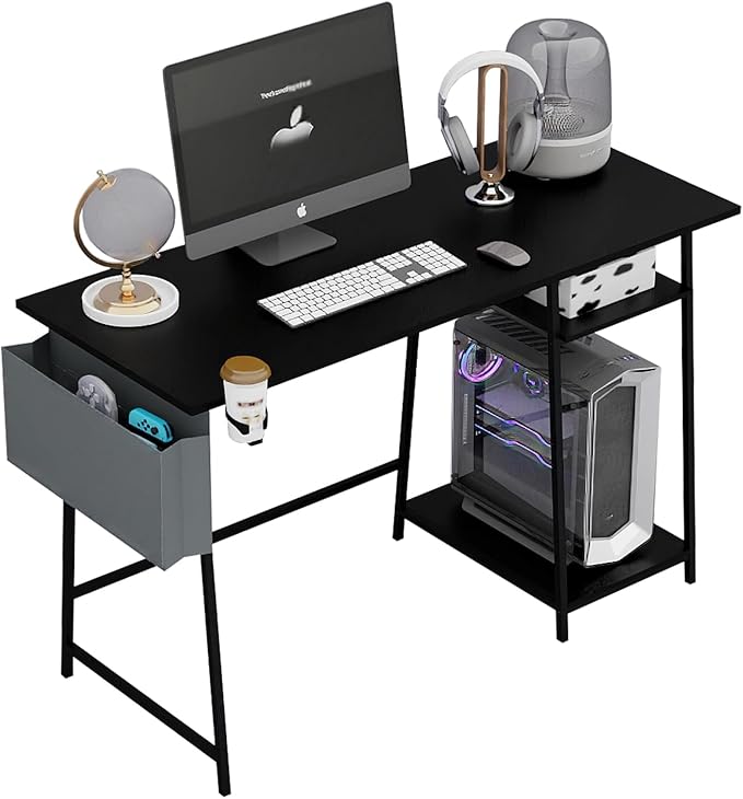 Home Office Desk, 45 inch White Computer Desk, Bureau de Travail, Study Gaming Desk