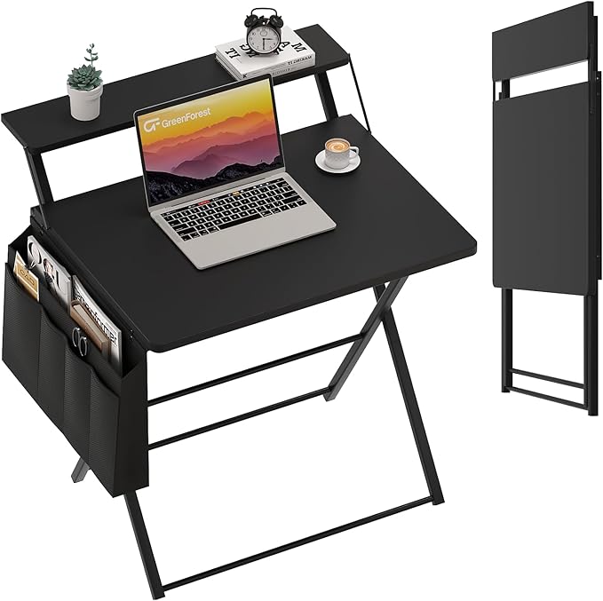 Folding Desk for Small Spaces, 31.5 inch Foldable Table with Storage Bag