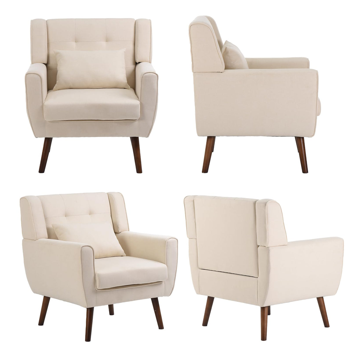 Mid-Century Modern Armchair,Upholstered Comfy Accent Chair