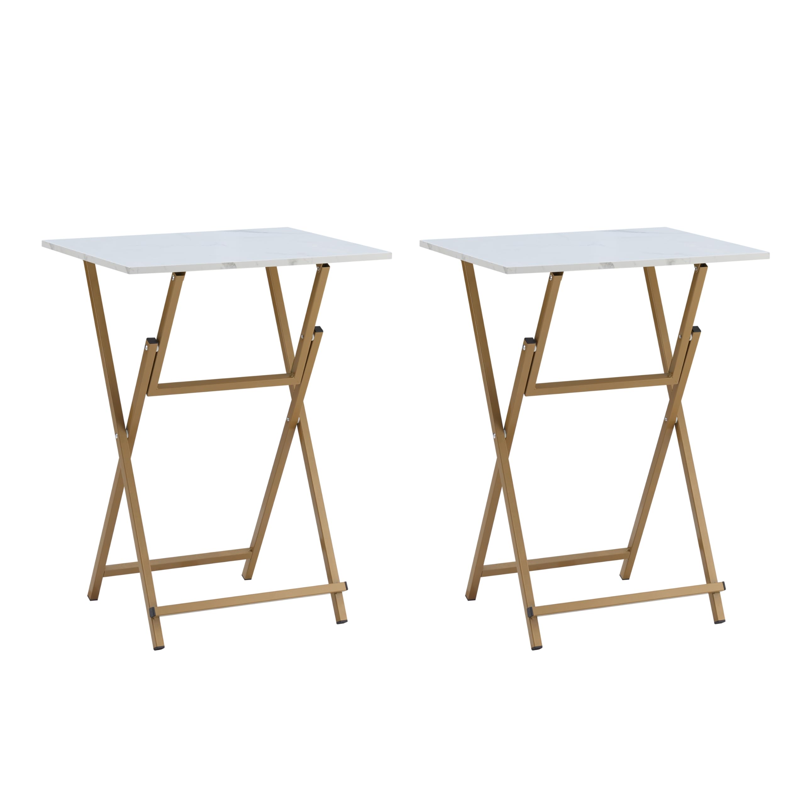 Folding TV Tray Table, Sturdy Tray Table Set of 2, No Assembly Required Sofa Side Table