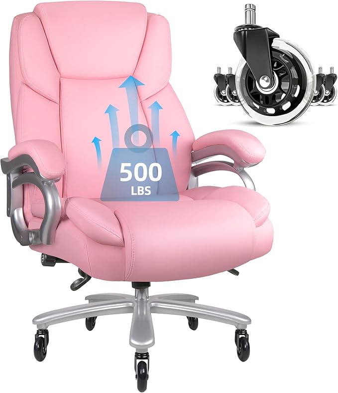 500lbs Heavy Duty Office Chair for Low Back Pain Relief, Big and Tall Office Chair with Ergonomic Lumbar Support