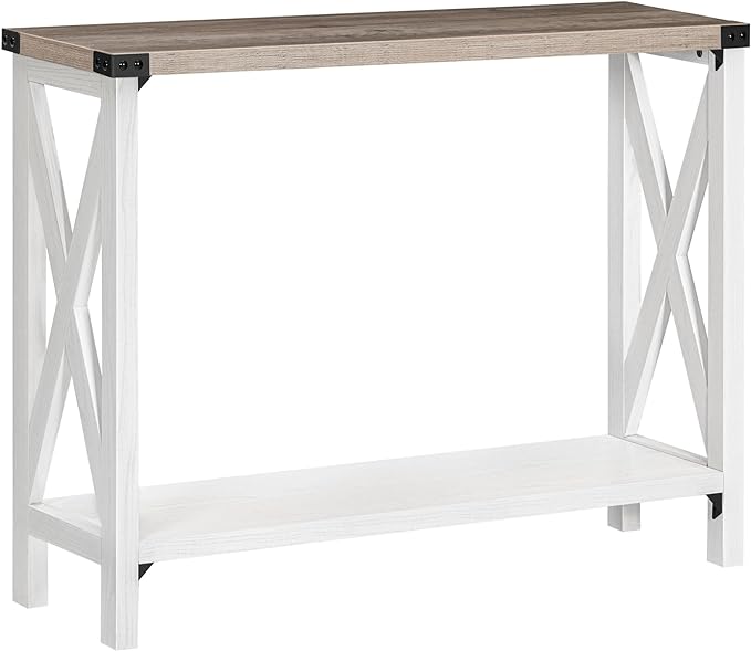 Farmhouse Console Table, Narrow Entryway Table, Sofa Table with 2 Open Shelves, for Hallway