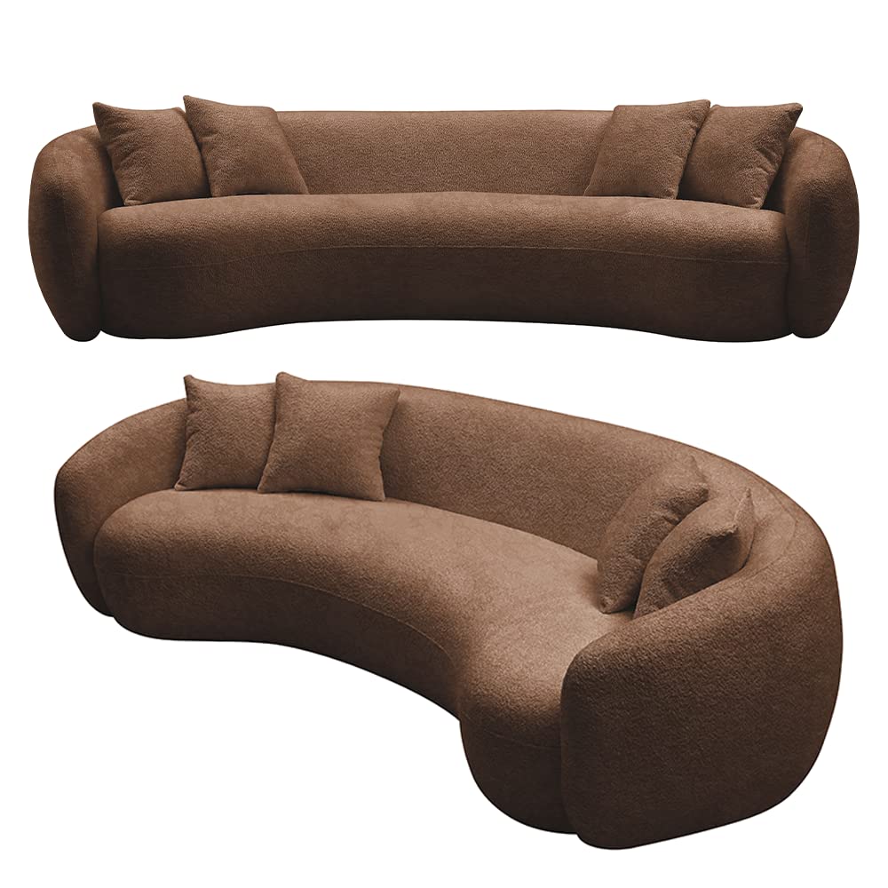 101" Modern Oversized Curved Sofa, Back Upholstered Boucle Couch