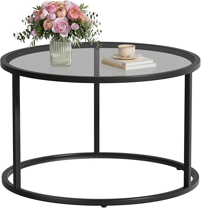 Round Coffee Table Glass Coffee Tables for Small Space Simple Modern Center