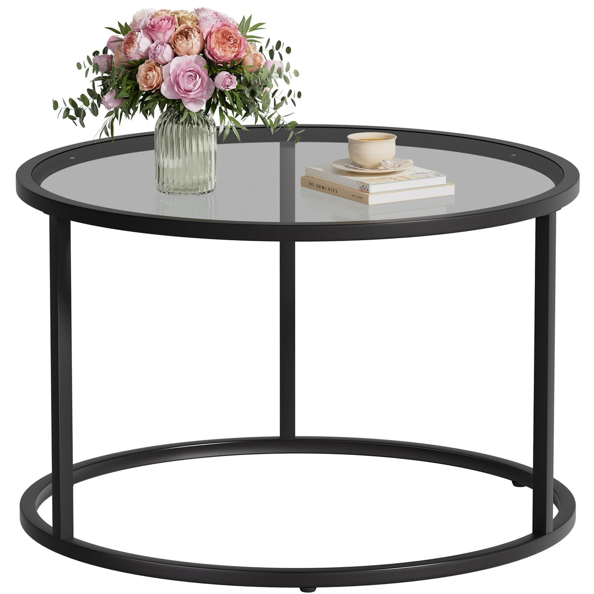 Round Coffee Table Glass Coffee Tables for Small Space Simple Modern Center