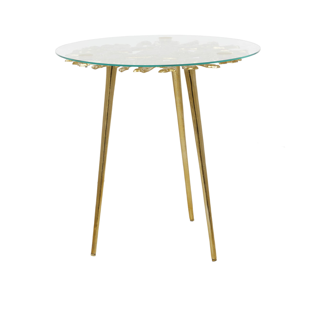 Aluminum Metal Side End Accent Table End Table with Clear Glass Top