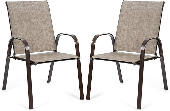 2 Piece Patio Chairs, Outdoor Camping Chairs with Breathable Fabric