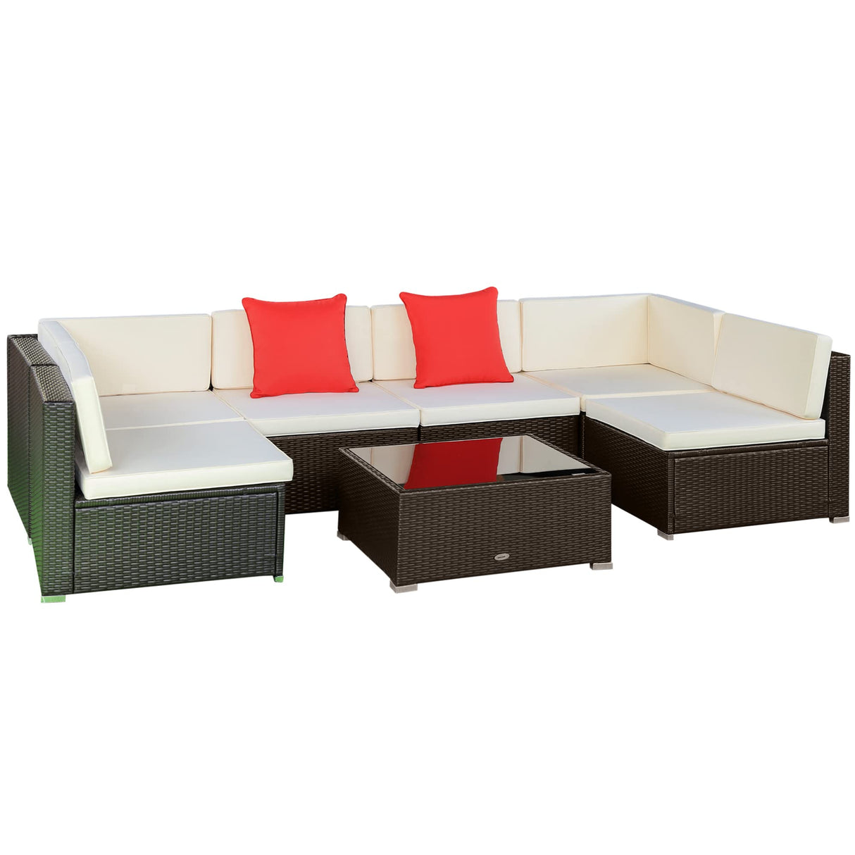 7 Piece Outdoor Patio Furniture Set, PE Rattan Wicker Sectional Sofa Set