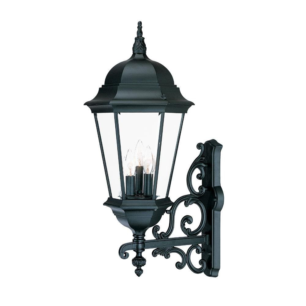 Richmond Collection 3-Light Wall Mount Outdoor Light Fixture, Matte Black