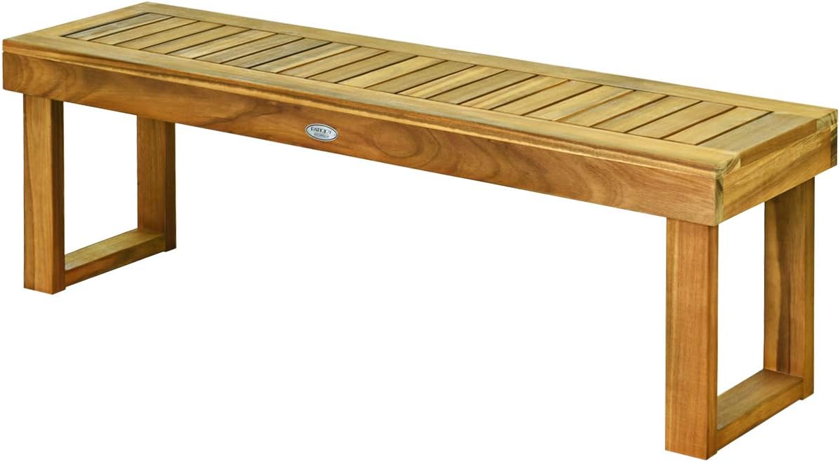 52 Inches Acacia Wood Outdoor Bench, Wood Bench