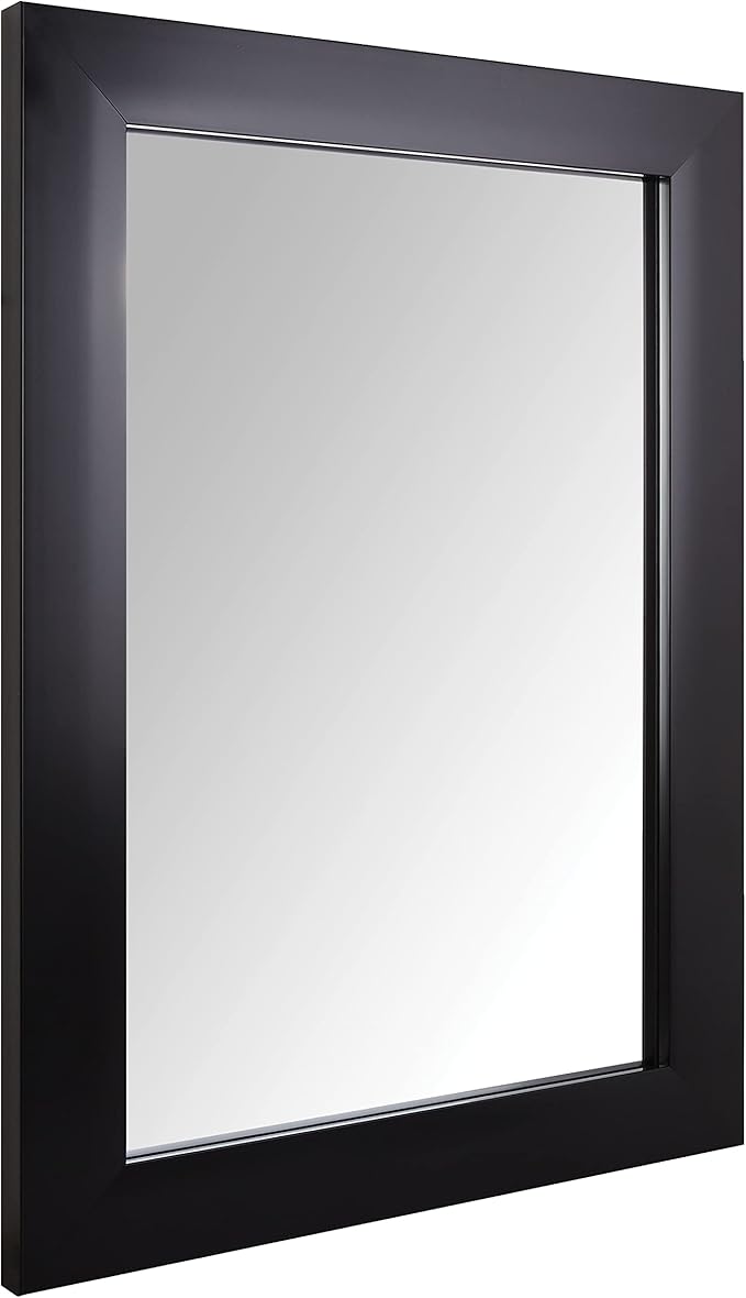 Basics Rectangular Wall Mount Mirror Wide Trim, White