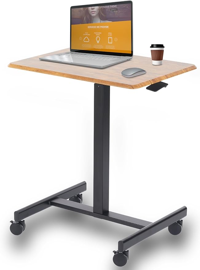 Mobile Laptop Standing Desk- Overbed Table, Adjustable Height Desk Stand Up Desk
