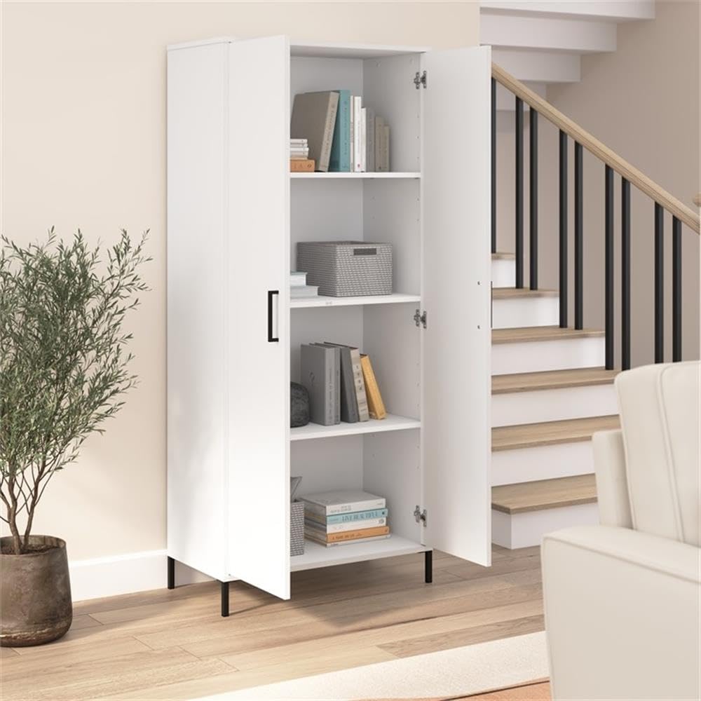 Tall Storage Cabinet with Doors - Engineered Wood
