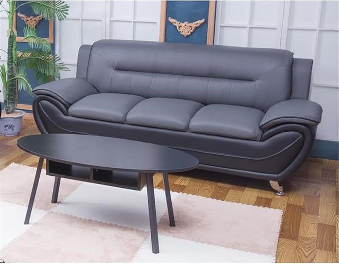 Modern Faux Leather Living Room Sofa - Black/Red