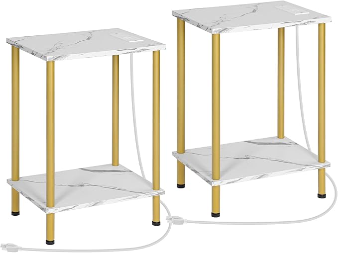 Nightstand with 2-Layer Storage Shelves