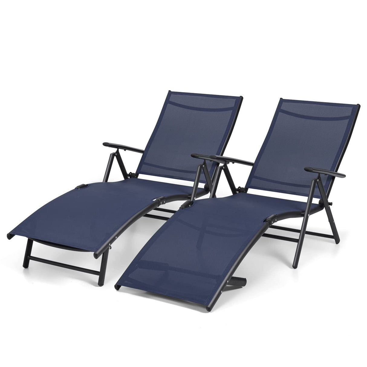 Chairs Outdoor Chaise Lounge Beach Pool Side Folding Recliner Adjustable Lounge