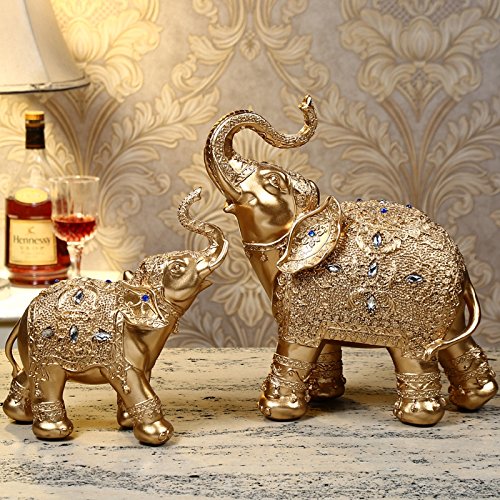 Large Size Feng Shui Mother and Baby Elephant Wealth Lucky Statue/Figurine