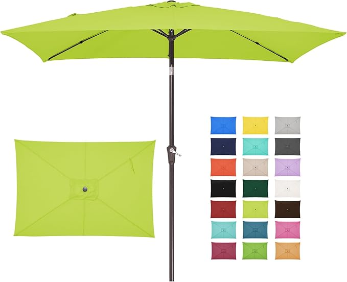 6.5x10 ft Rectangular Patio Umbrellas Outdoor Market Umbrella with Push Button