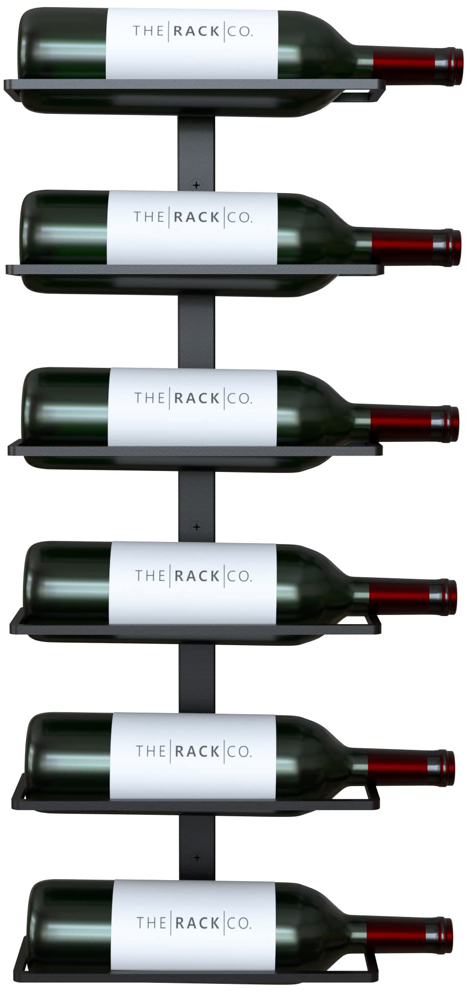 Wall Series - Center Frame Metal Wall Mount Wine Bottle Rack, Black (6 Bottles)