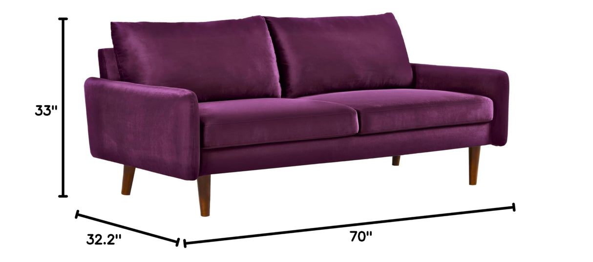 Kent Modern Velvet Sofa, Comfortable 3 Seater Couch for Living Rooms