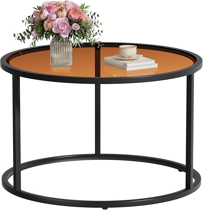 Round Coffee Table Glass Coffee Tables for Small Space Simple Modern Center
