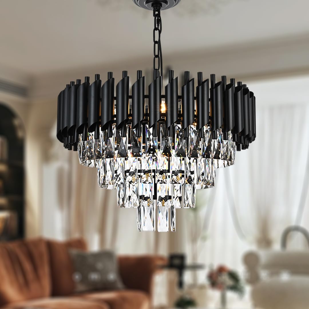 Crystal Chandelier Lights, 4 Tiers Luxury Pendant Ceiling Light, 19.7" Crystal Chandeliers