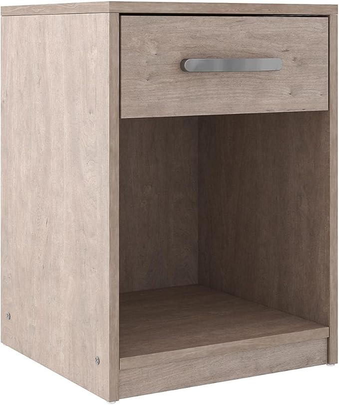 Finch Modern 1 Drawer Night Stand with Open Cubby, Black