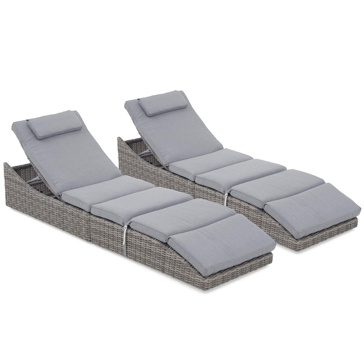 Folding Pool Lounge Chair Set of 2 Outdoor Adjustable Chaise Lounge Chair