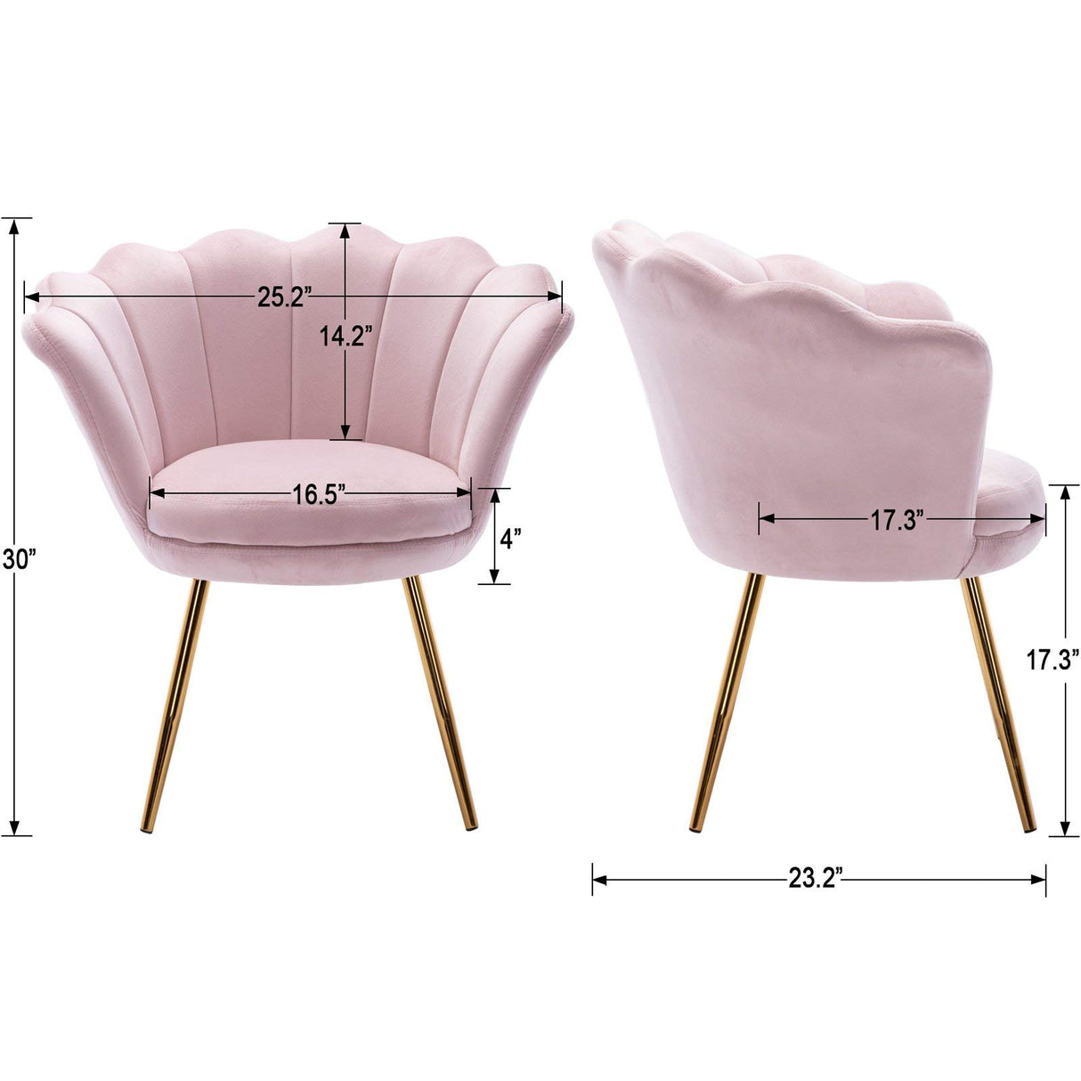 Velvet Upholstered Living Room Chair, Comfy Accent Seashell Chair