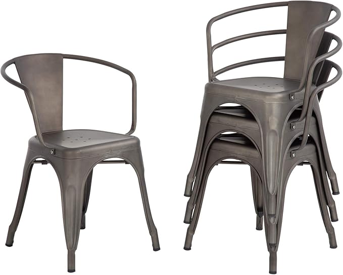 Metal Dining Chairs Set of 4 Metal Patio Chairs Metal Chairs Café Restaurant