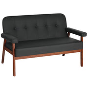 50”W Black Faux Leather Small Office Couch Loveseat Sofa