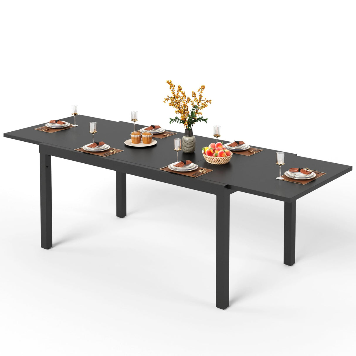 Extra Large Expandable Patio Dining Table 99.2" × 35.5" Metal Outdoor Table for 6-10 Person