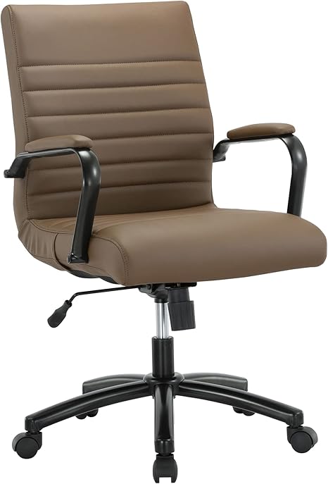 Modern Comfort Winsley Bonded Leather Mid-Back Manager Office Chair, Brown/Black