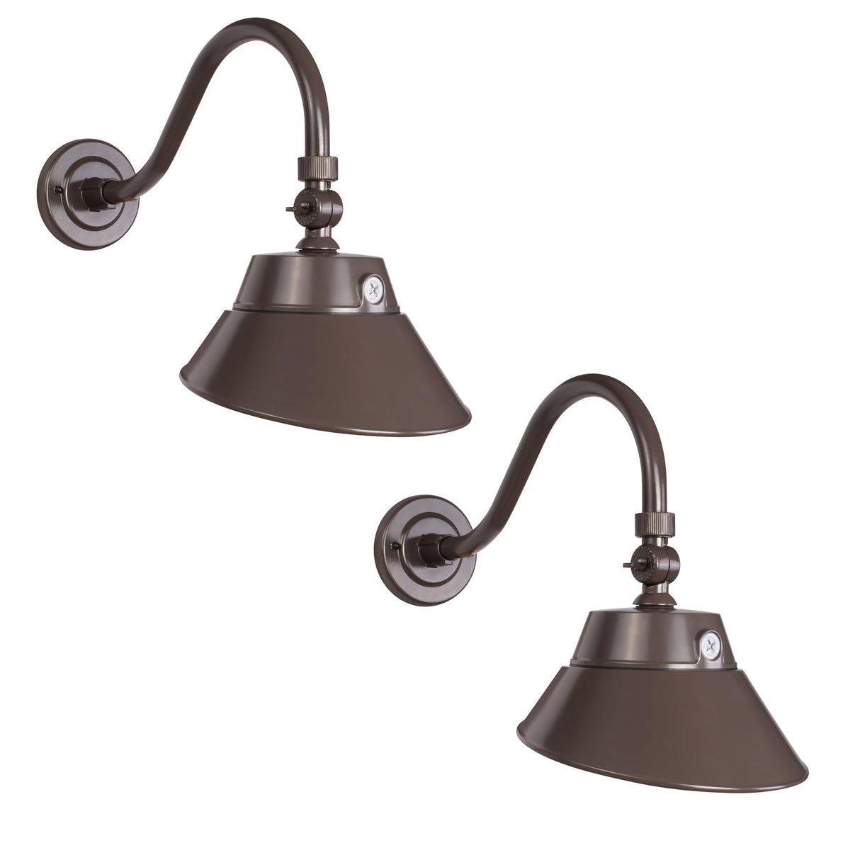 LED Brown Gooseneck Barn Light Fixture, 10in Diameter with 15.7in. Long Gooseneck Arm