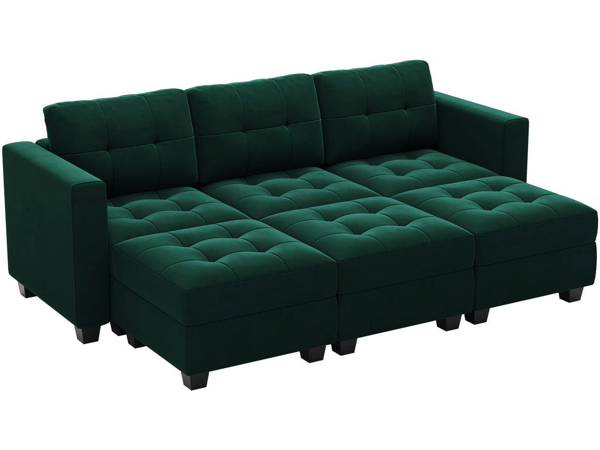 Modular Sectional Sleeper Sofa with Storage Velvet Fabric Sectional Couch