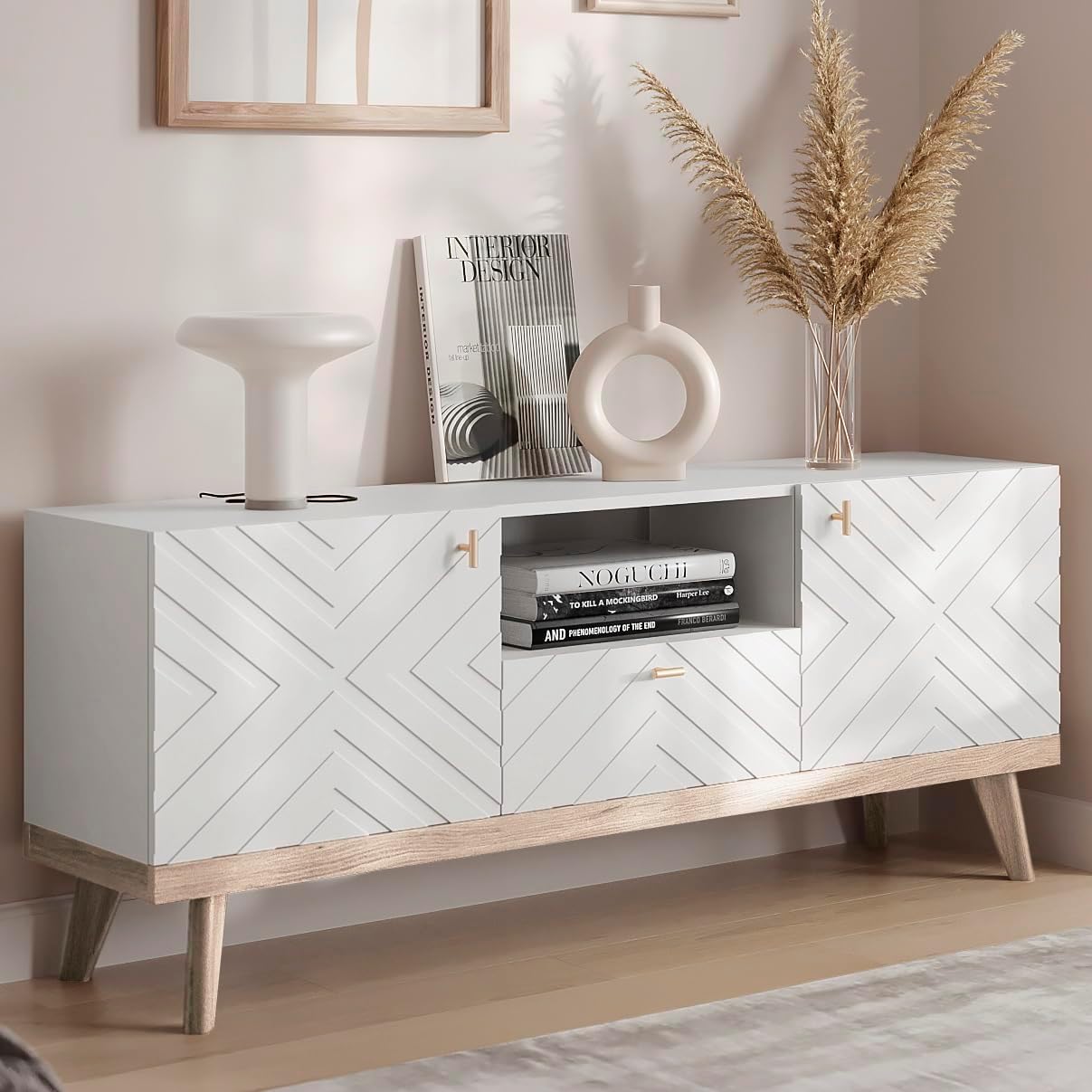 TV Stand for Living Room TV Media Console Table Fits TV 50 55 60 65 inch