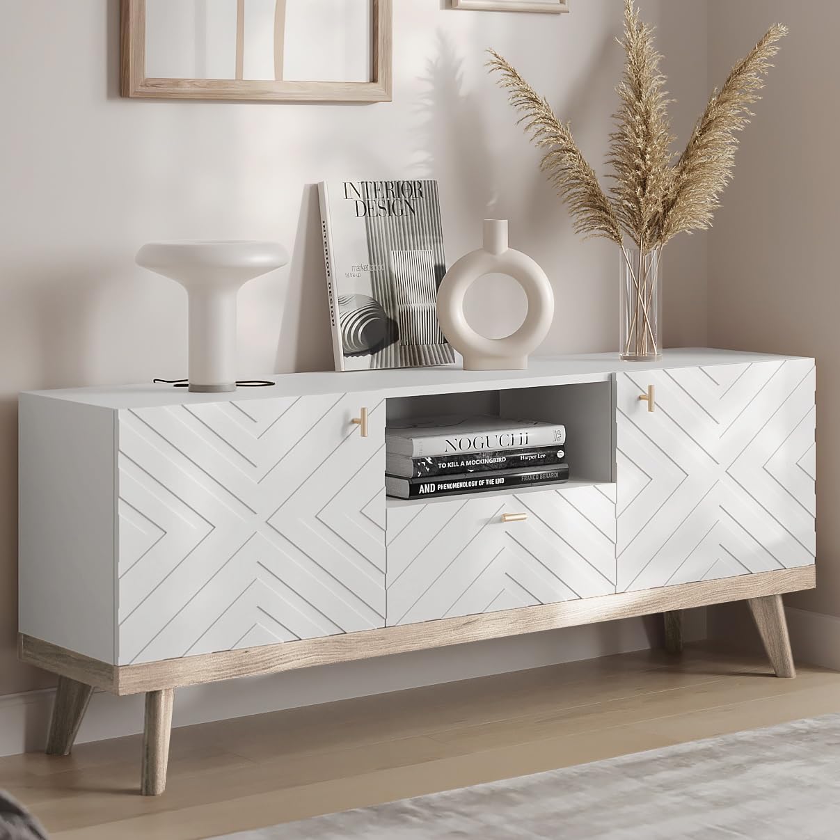 TV Stand for Living Room TV Media Console Table Fits TV 50 55 60 65 inch