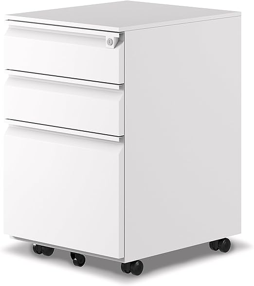 3-Drawer Mobile File Cabinets Rolling ,Vertical Metal Filing Cabinet